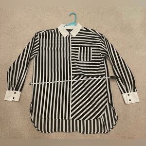 Karl Lagerfeld Paris Women’s Striped Button Down Blouse Size Medium